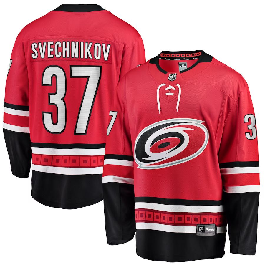 Men Carolina Hurricanes 37 Andrei Svechnikov Fanatics Branded Red Home Breakaway Player NHL Jersey
